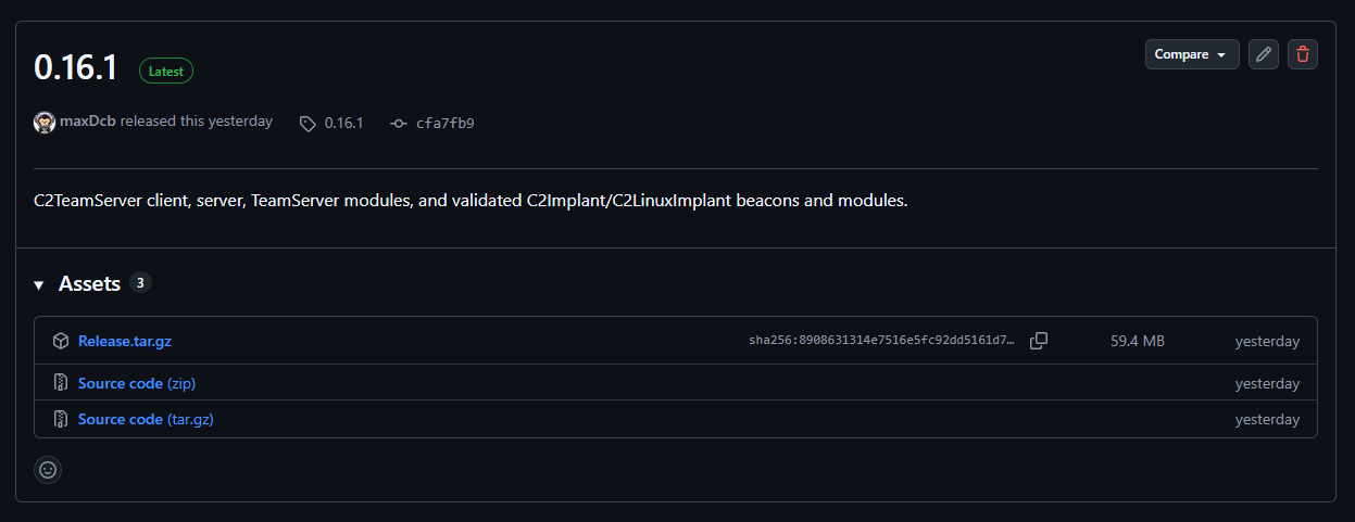 C2TeamServer 0.16.1 release bundle